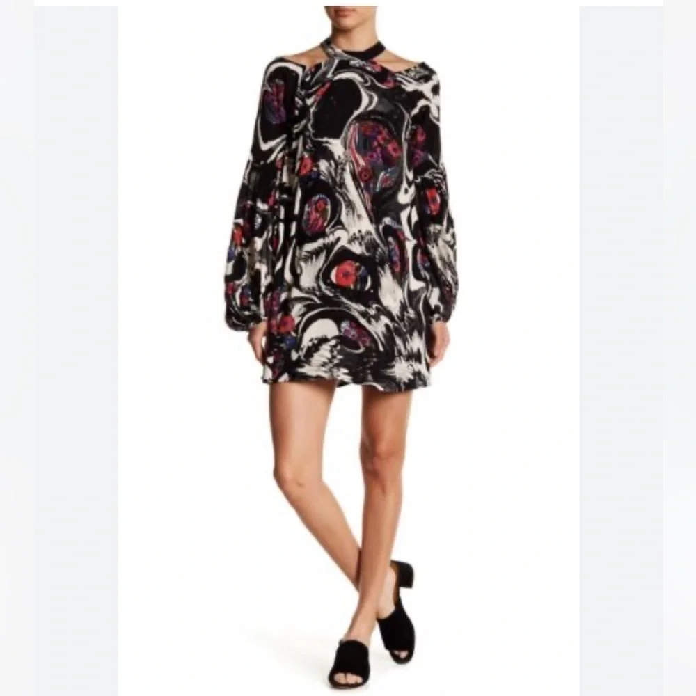 Free People Drift Away Cold Shoulder Tunic‎ Top Multicolored